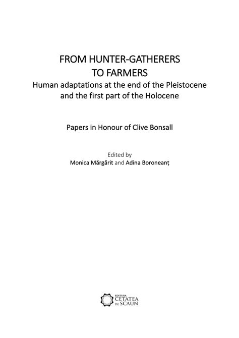 Pdf From Hunter Gatherers To Farmers Human Adaptations At The End Of