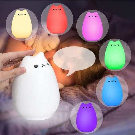 Children Kids Night Light Led Cat Silicone Toy Nightlight For Baby