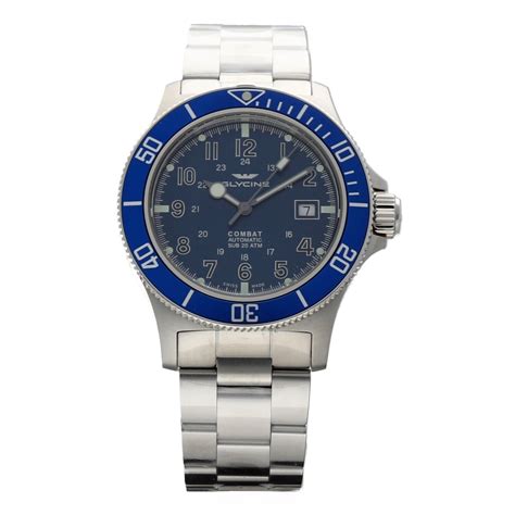 Glycine Gl0077 Combat Sub Automatic Blue Dial Mens Watch 42mm For