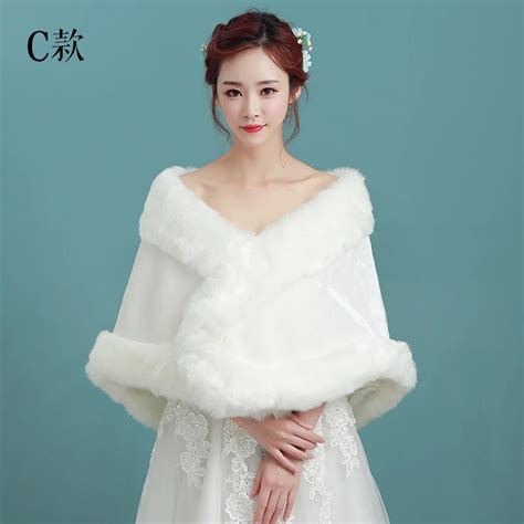 Faux Fur 2016 Winter Wedding Bridal Shawl Shrug Cape For Brides Wraps
