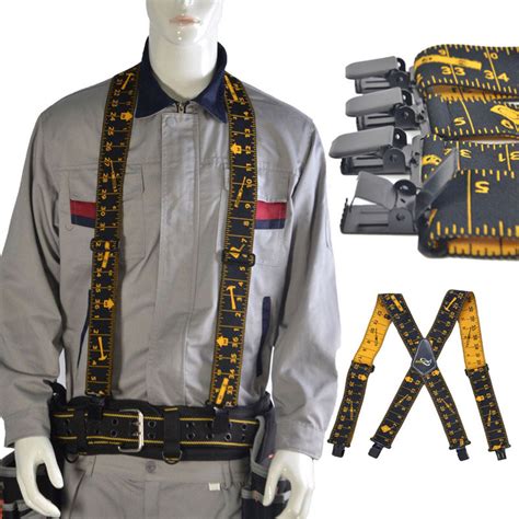 X Type 4 Design Padded Heavy Duty Work Tool Belt Braces Suspenders With