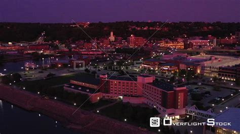 Overflightstock Downtown Lights In Early Morning Dubuque Iowa Usa