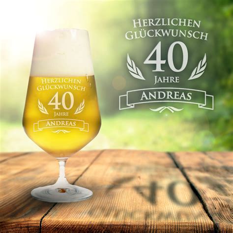 Die besten geburtstagslieder zum 40. Bierglas zum 40. Geburtstag personalisiert - Pilsglas mit ...