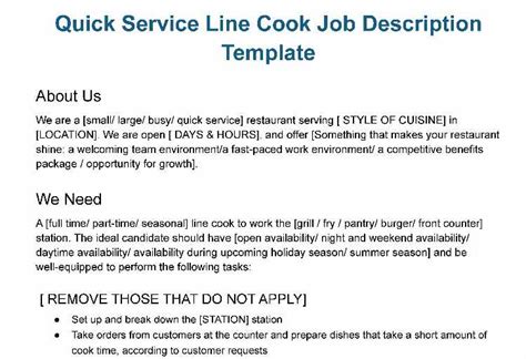 hiring a line cook job description templates tips and current outlook