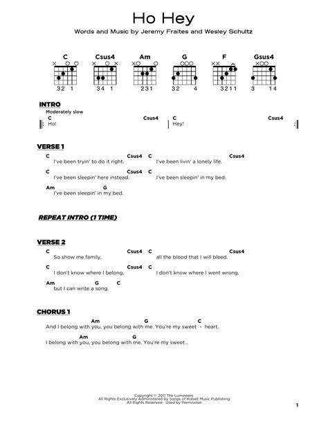 The Lumineers Ho Hey Sheet Music Notes Chords Sheet Music Notes