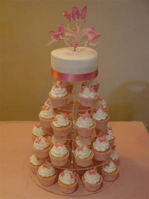 Butterfly Themed 40th Birthday Cupcake Tower With Top Cake Image By