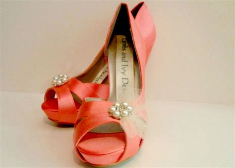 Coral Silk Heels Guava Silk Wedding Heels Four Inch Heels Bridal