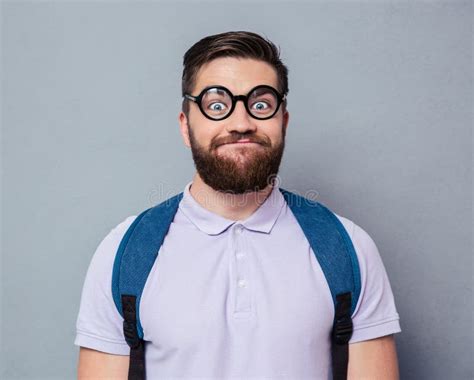 Portrait Of A Male Nerd With Funny Face Stock Image Image Of Humorous Shirt 60381983