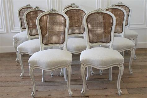 17.25d x 18.5w backrest height: Set of Eight Vintage French Painted Cane Back Dining Chairs at 1stdibs