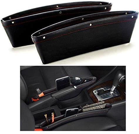 Car Seat Gap Filler And Pocket Organizer Between Seat And Console Premium Pu Leather Caddy For
