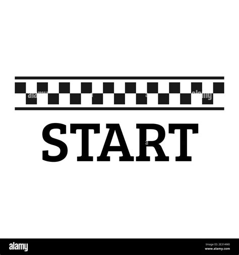 Starting Line Black And White Checkered Flag With Start Text Icon Race