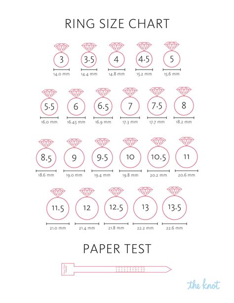 Ring Size Chart How To Measure Ring Size Ring Sizes Chart Printable