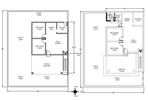 Autocad 2 Bhk House Plan Drawing Download Dwg File Ca