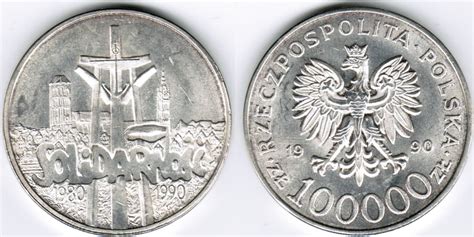 Polen Poland 100000 Zlotych 1990 10th Anniversary Of Solidarity Unc