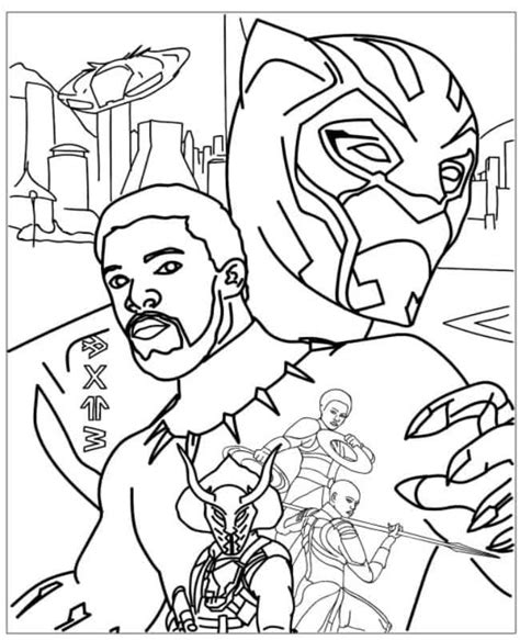 Black Panther Wakanda Forever Coloring Page Free