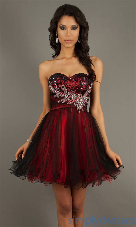 Red Strapless Short Dress Images FashionMora