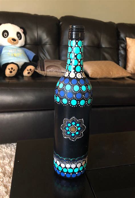 Excited To Share This Item From My Etsy Shop Handpainted Mandala Art Glass Bottle 2 Patterns