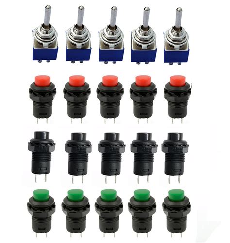5pcs Spst 2p Spring Loaded Self Locking Micro Power Push Button Switch