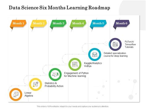 Data Science Six Months Learning Roadmap Presentation Graphics