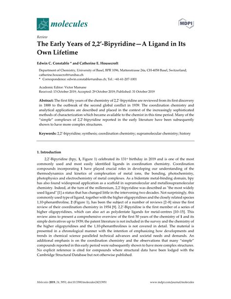 Pdf The Early Years Of 22 Bipyridine—a Ligand In Its Own Lifetime