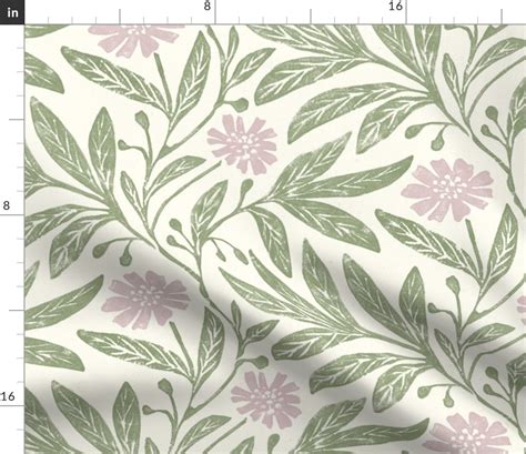 Pink And Green Floral Fabricdaisy Fabric Spoonflower