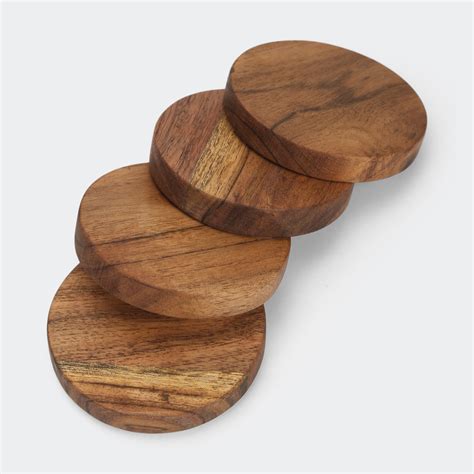Set Of 4 Acacia Wood Coasters Kmartnz