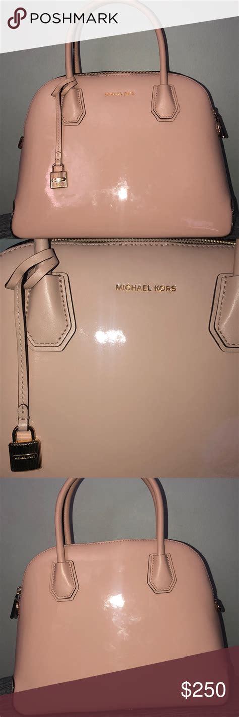 Michael Kors Mercer Large Patent Leather Satchel Good As New Pink