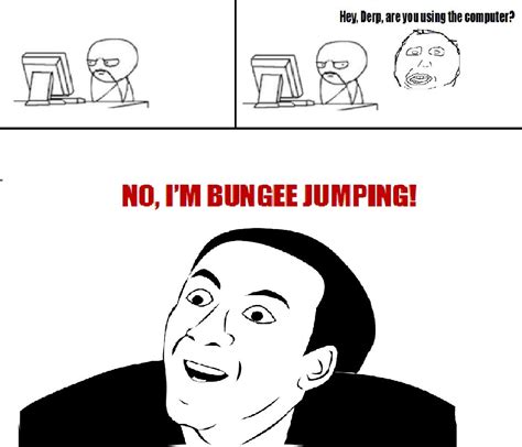 Hey Derp Are You Using The Computerno Lm Bungee Jumping Funny