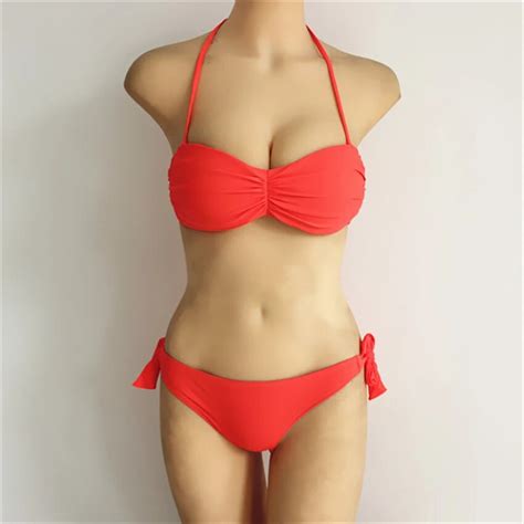 brazilian bikini 2016 push up swimwear explosion models solid color simple sexy brand name