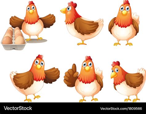 Six Fat Hens Royalty Free Vector Image Vectorstock