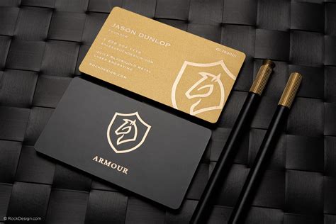 Laser Engraved Black And Gold Metal Business Cards