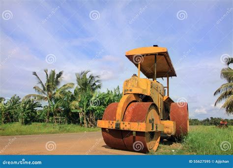 An Old Road Roller Stock Image Image Of Paving Blue 55627595