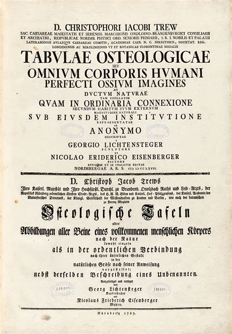Tabulae Osteologicae From Christoph Jacob Trews Tabulae Osteologicae