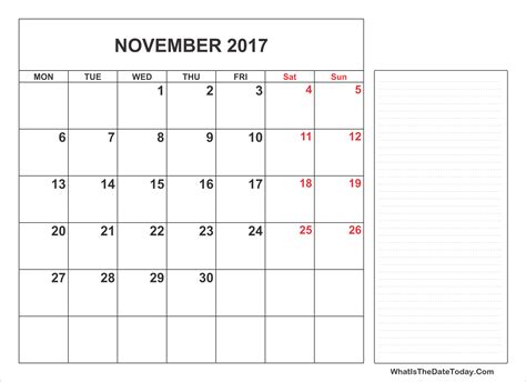November 2017 Printable Calendar Template Pdf Template