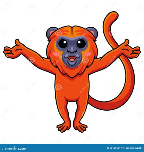 Cute Red Howler Monkey Cartoon Raising Hands Stock Vector