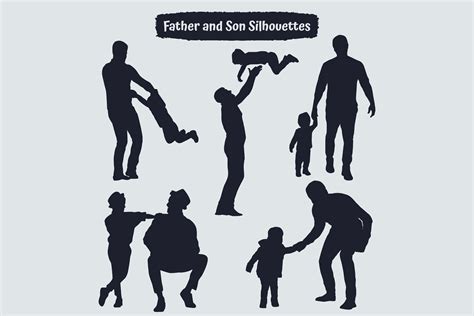 Father And Son Silhouettes Vector Graphic By Adopik · Creative Fabrica