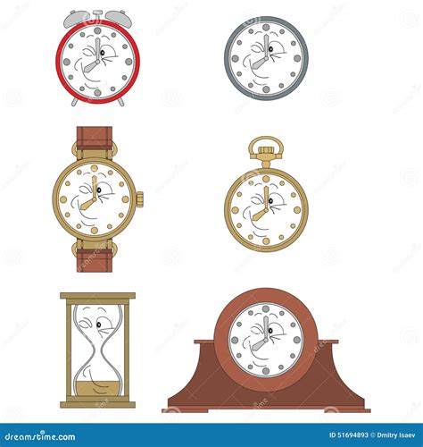 Cartoon Funny Clock Face Smiles 07 Stock Vector Image 51694893