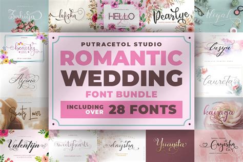 Romantic Wedding Font Bundles 28 Font Script Font Wedding Etsy