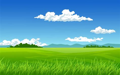 Green Meadow On Sunny Day 1308320 Vector Art At Vecteezy