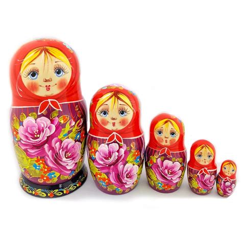 Russian Nesting Doll Cute Eyes Scarf Matryoshka 5 Nested Doll Hand