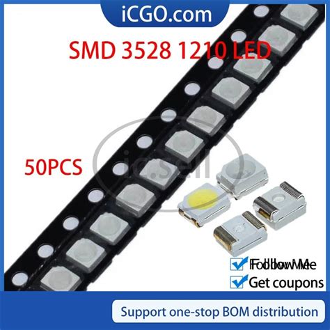 50pcs Super Bright 3528 1210 SMD LED Red Green Blue Yellow White WARM