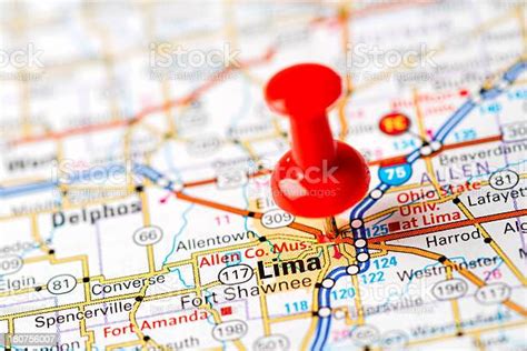 Us Capital Cities On Map Series Lima Oh Stock Photo Download Image