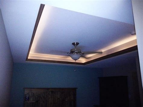 Crown Molding In A Tray Ceiling With Rope Light Laid Behind It Very