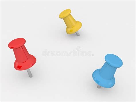 Set Of Colored Push Pins In Different Angles Isolated On White