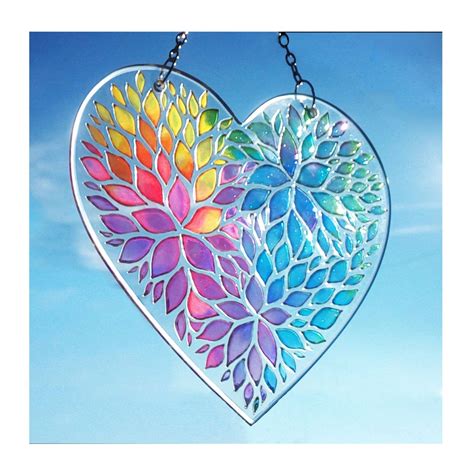 Stained Glass Suncatcher Rainbow Heart Suncatcher Rainbow Etsy
