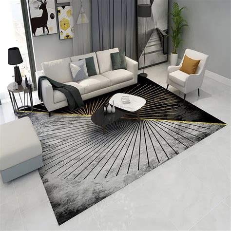 Modern Abstract Gray And Gold Rug Rectangle 5x 7 Area Rug
