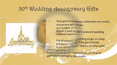 Plus, don't just think gold for your gift, think about what you know your parents will love, we have put together some of our most popular gifts being bought for a 50th anniversary to give you. 50th Wedding Anniversary Gift Ideas - YouTube