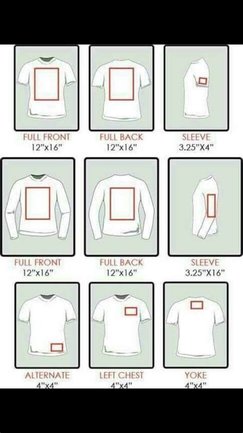 Cricut T Shirt Design Size Chart