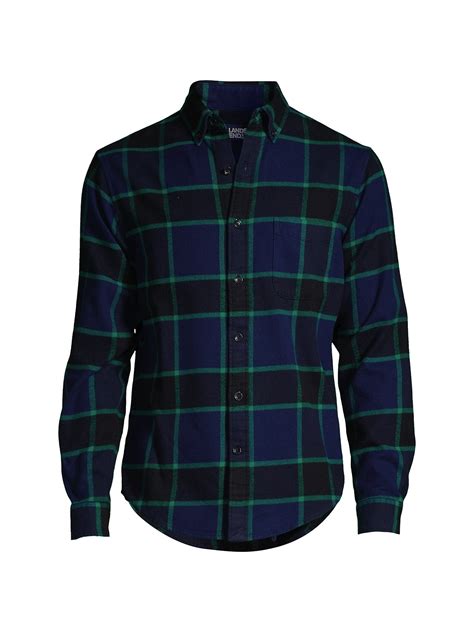 Lands End Mens Big Traditional Fit Pattern Flagship Flannel Shirt