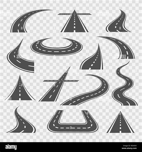 Road Curves Straight And Highway Roads Ways Vector Illustration